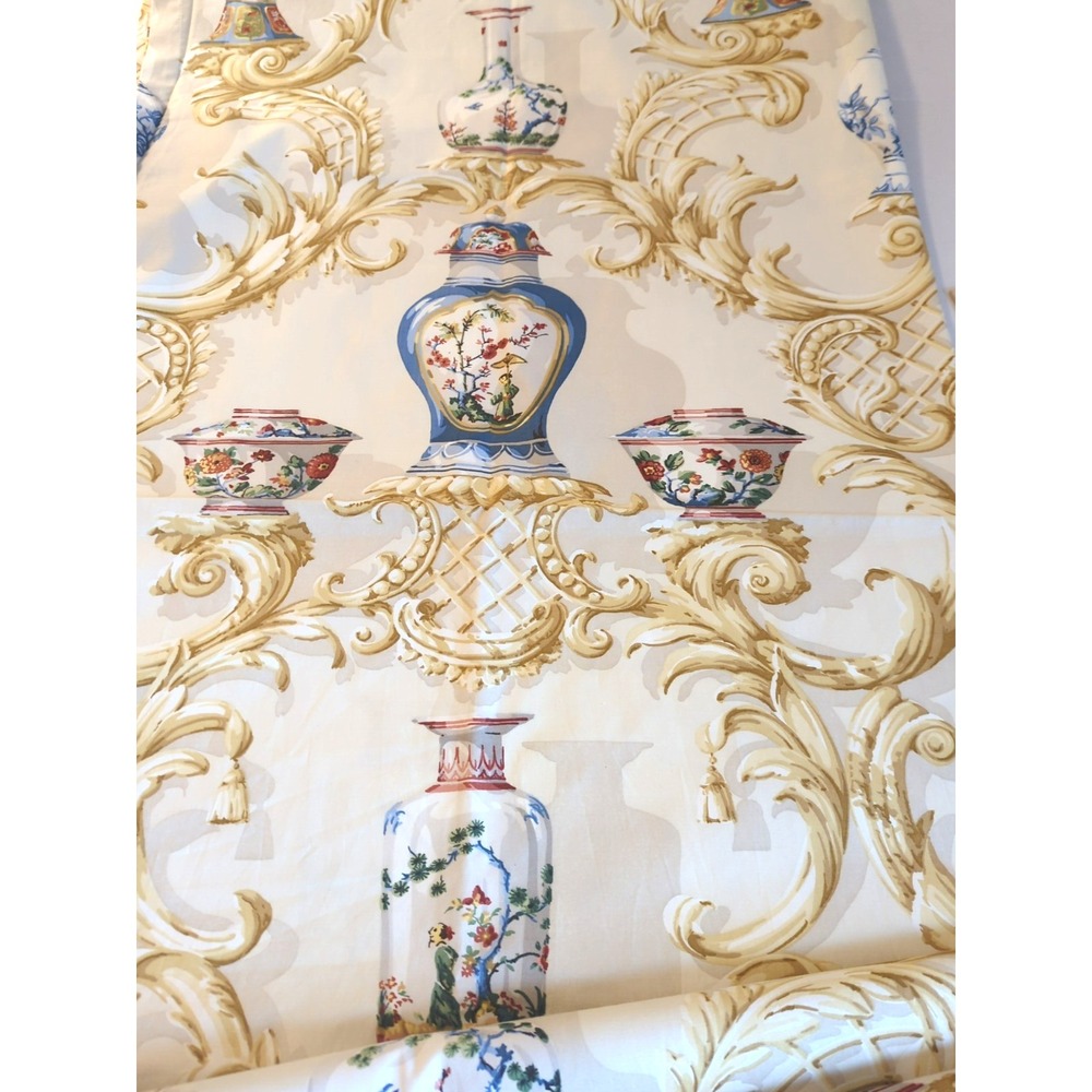 Vintage Chinese Vases Schumacher Greeff Fabric 95" Oyster Pat# 1184022  54" Wide